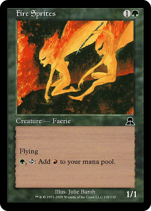 Fire Sprites, carta Magic di tipo Creature — Faerie illustrata da Julie Baroh