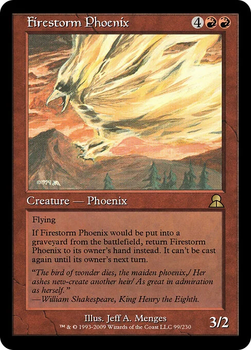 Firestorm Phoenix, carta Magic di tipo Creature — Phoenix illustrata da Jeff A. Menges