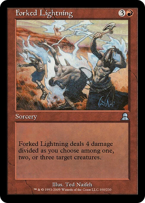 Forked Lightning, carta Magic di tipo Sorcery illustrata da Ted Naifeh