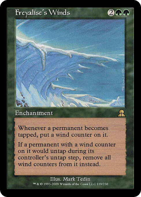 Freyalise's Winds, carta Magic di tipo Enchantment illustrata da Mark Tedin