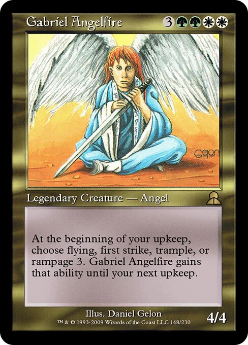 Gabriel Angelfire, carta Magic di tipo Legendary Creature — Angel illustrata da Daniel Gelon