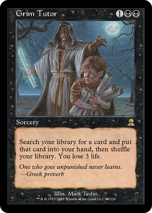 Grim Tutor, carta Magic di tipo Sorcery illustrata da Mark Tedin