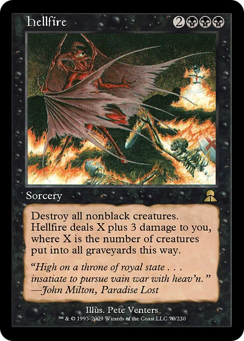 Hellfire, carta Magic di tipo Sorcery illustrata da Pete Venters