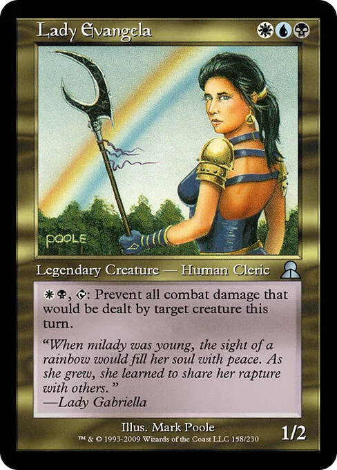 Lady Evangela, carta Magic di tipo Legendary Creature — Human Cleric illustrata da Mark Poole