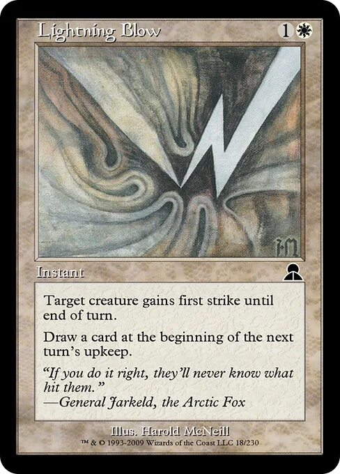 Lightning Blow, carta Magic di tipo Instant illustrata da Harold McNeill