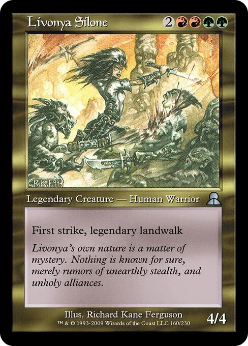 Livonya Silone, carta Magic di tipo Legendary Creature — Human Warrior illustrata da Richard Kane Ferguson