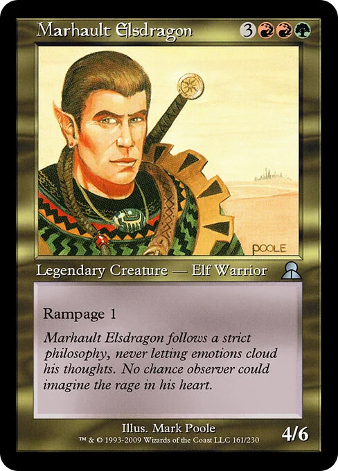 Marhault Elsdragon, carta Magic di tipo Legendary Creature — Elf Warrior illustrata da Mark Poole