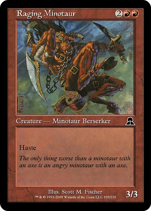 Raging Minotaur, carta Magic di tipo Creature — Minotaur Berserker illustrata da Scott M. Fischer