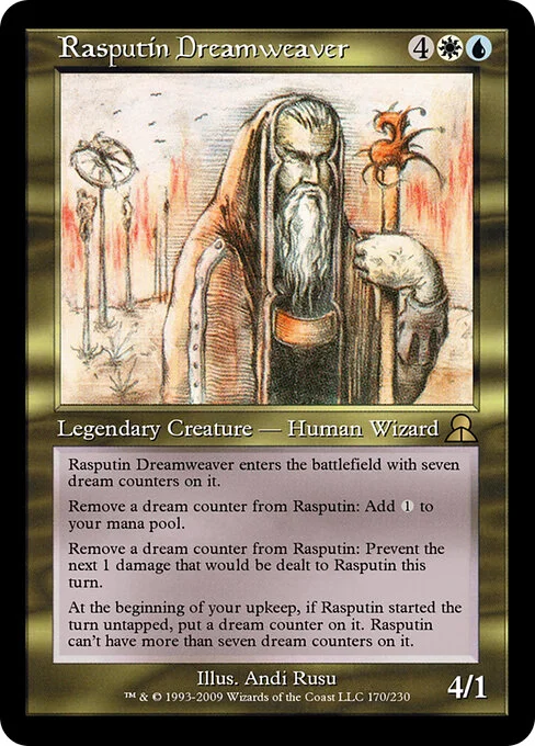 Rasputin Dreamweaver, carta Magic di tipo Legendary Creature — Human Wizard illustrata da Andi Rusu