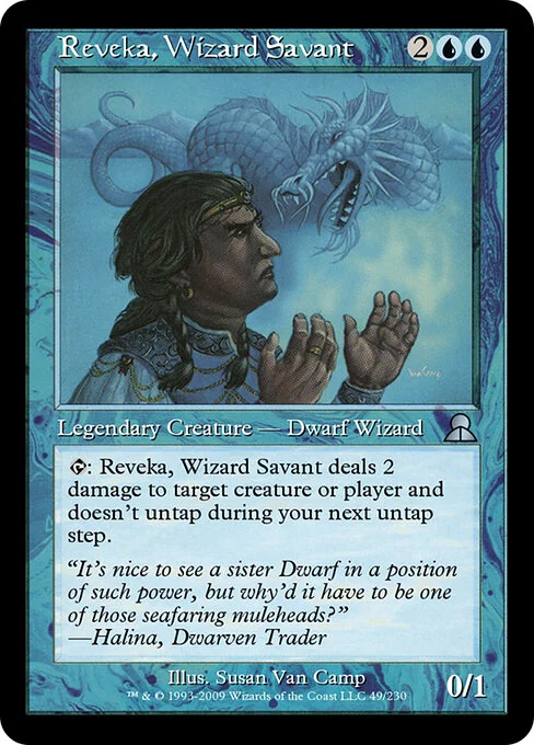 Reveka, Wizard Savant, carta Magic di tipo Legendary Creature — Dwarf Wizard illustrata da Susan Van Camp