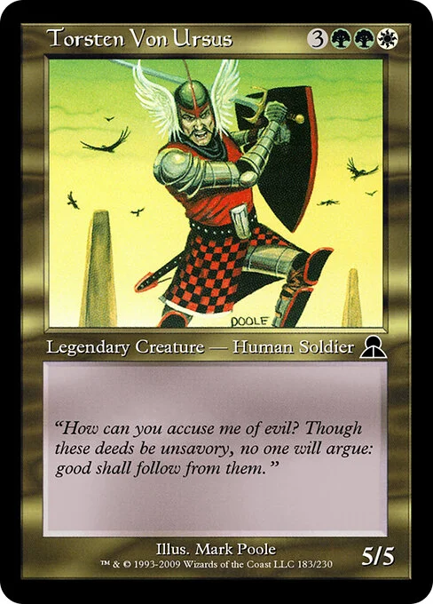 Torsten Von Ursus, carta Magic di tipo Legendary Creature — Human Soldier illustrata da Mark Poole