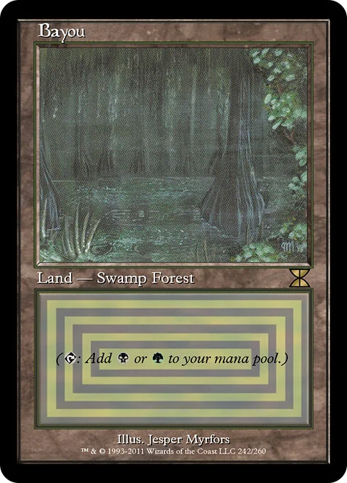Bayou, carta Magic di tipo Land — Swamp Forest illustrata da Jesper Myrfors