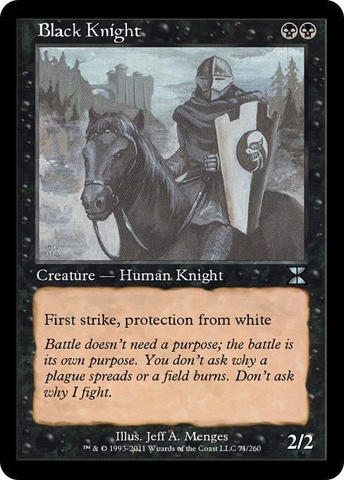 Black Knight, carta Magic di tipo Creature — Human Knight illustrata da Jeff A. Menges