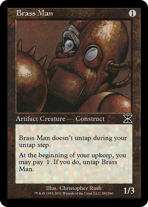 Brass Man, carta Magic di tipo Artifact Creature — Construct illustrata da Christopher Rush