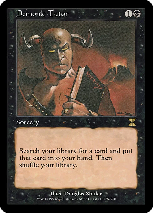 Demonic Tutor, carta Magic di tipo Sorcery illustrata da Douglas Shuler