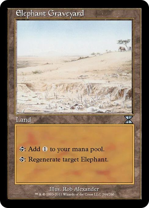 Elephant Graveyard, carta Magic di tipo Land illustrata da Rob Alexander