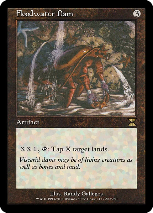 Floodwater Dam, carta Magic di tipo Artifact illustrata da Randy Gallegos
