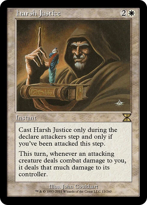 Harsh Justice, carta Magic di tipo Instant illustrata da John Coulthart