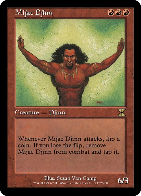 Mijae Djinn, carta Magic di tipo Creature — Djinn illustrata da Susan Van Camp