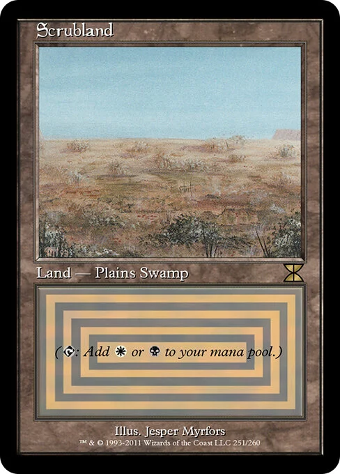 Scrubland, carta Magic di tipo Land — Plains Swamp illustrata da Jesper Myrfors