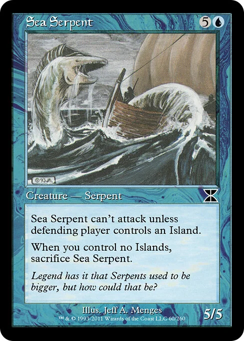 Sea Serpent, carta Magic di tipo Creature — Serpent illustrata da Jeff A. Menges