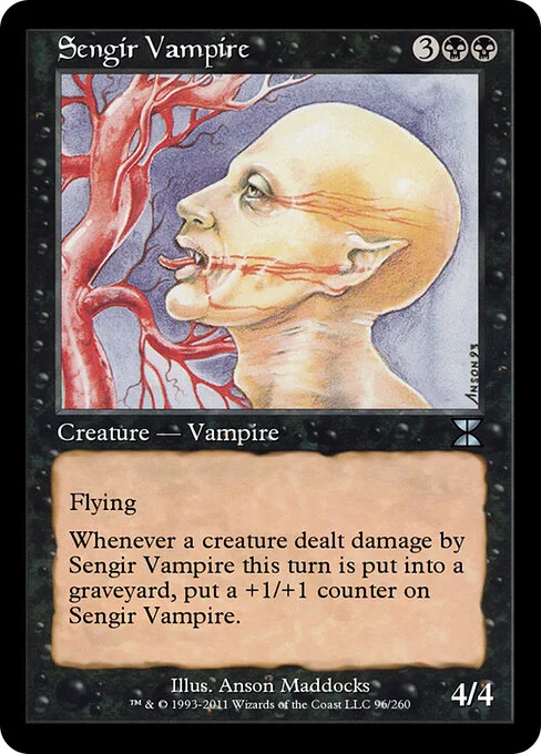 Sengir Vampire, carta Magic di tipo Creature — Vampire illustrata da Anson Maddocks