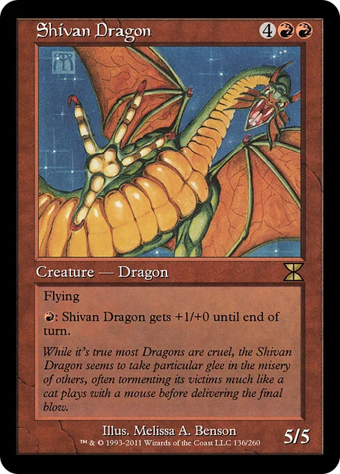 Shivan Dragon, carta Magic di tipo Creature — Dragon illustrata da Melissa A. Benson