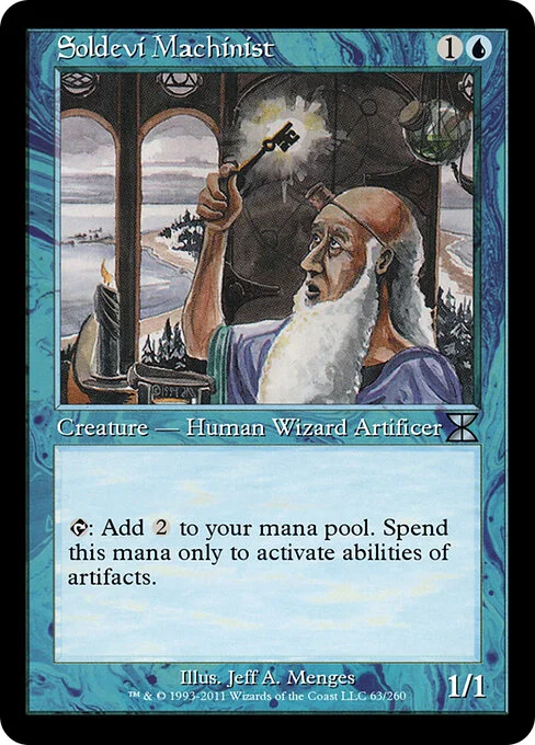 Soldevi Machinist, carta Magic di tipo Creature — Human Wizard Artificer illustrata da Jeff A. Menges