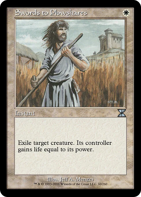 Swords to Plowshares, carta Magic di tipo Instant illustrata da Jeff A. Menges