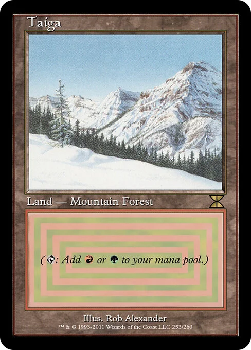 Taiga, carta Magic di tipo Land — Mountain Forest illustrata da Rob Alexander
