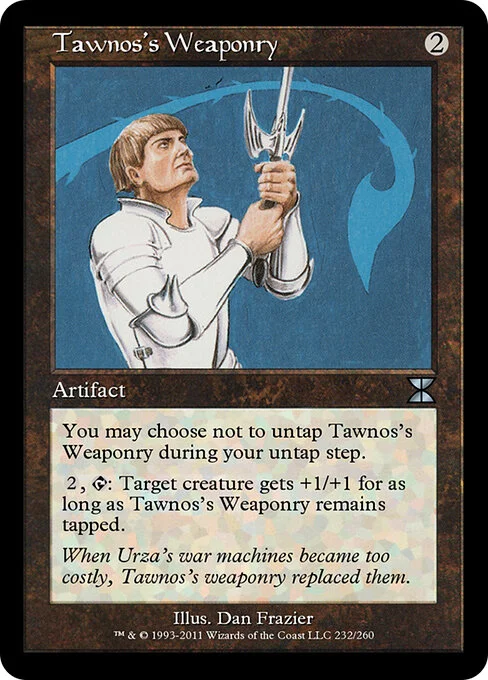 Tawnos's Weaponry, carta Magic di tipo Artifact illustrata da Dan Frazier