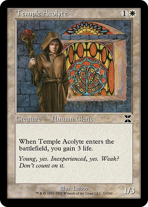 Temple Acolyte, carta Magic di tipo Creature — Human Cleric illustrata da Lubov