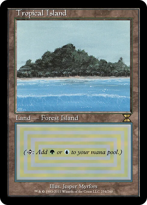 Tropical Island, carta Magic di tipo Land — Forest Island illustrata da Jesper Myrfors