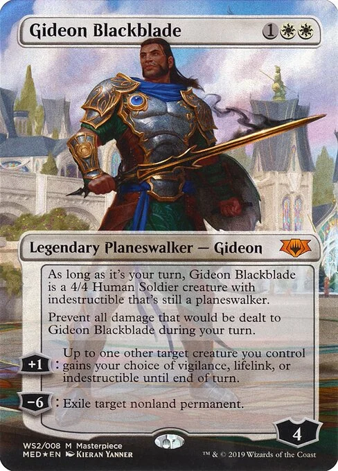 Gideon Blackblade, carta Magic di tipo Legendary Planeswalker — Gideon illustrata da Kieran Yanner