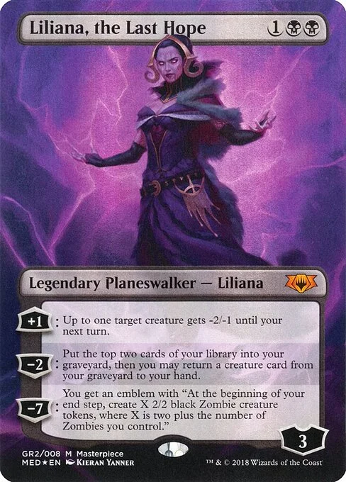 Liliana, the Last Hope, carta Magic di tipo Legendary Planeswalker — Liliana illustrata da Kieran Yanner