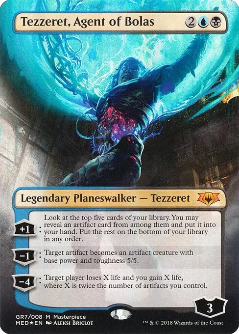 Tezzeret, Agent of Bolas, carta Magic di tipo Legendary Planeswalker — Tezzeret illustrata da Aleksi Briclot
