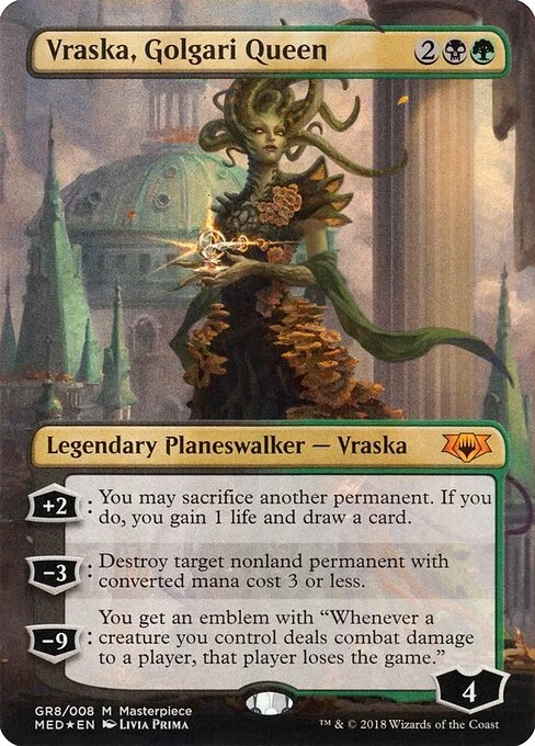 Vraska, Golgari Queen, carta Magic di tipo Legendary Planeswalker — Vraska illustrata da Livia Prima