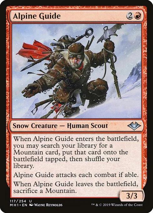 Alpine Guide, carta Magic di tipo Snow Creature — Human Scout illustrata da Wayne Reynolds