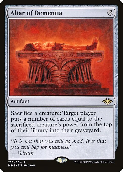Altar of Dementia, carta Magic di tipo Artifact illustrata da Brom