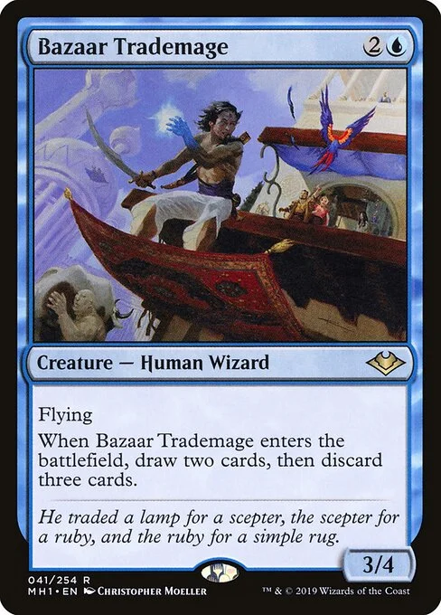 Bazaar Trademage, carta Magic di tipo Creature — Human Wizard illustrata da Christopher Moeller