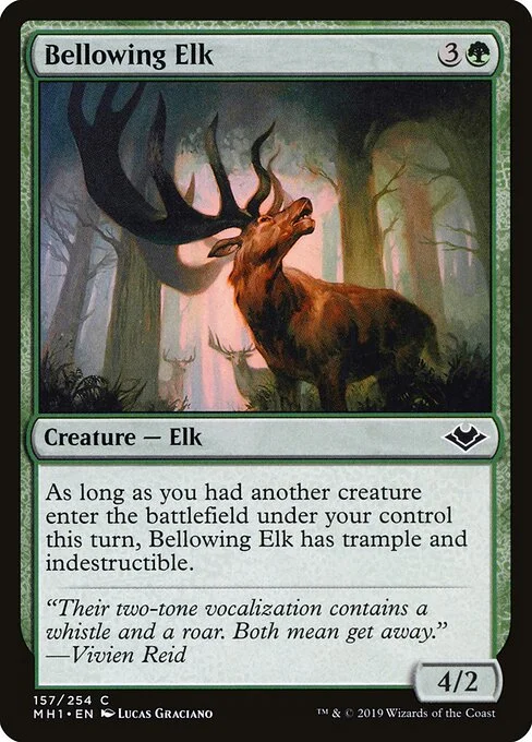Bellowing Elk, carta Magic di tipo Creature — Elk illustrata da Lucas Graciano