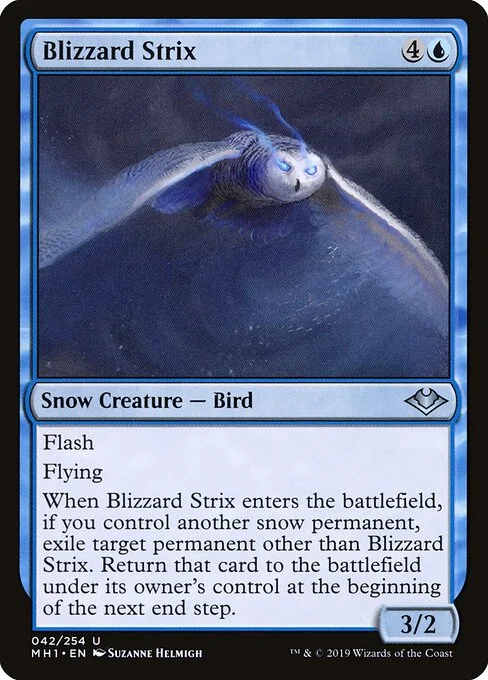 Blizzard Strix, carta Magic di tipo Snow Creature — Bird illustrata da Suzanne Helmigh