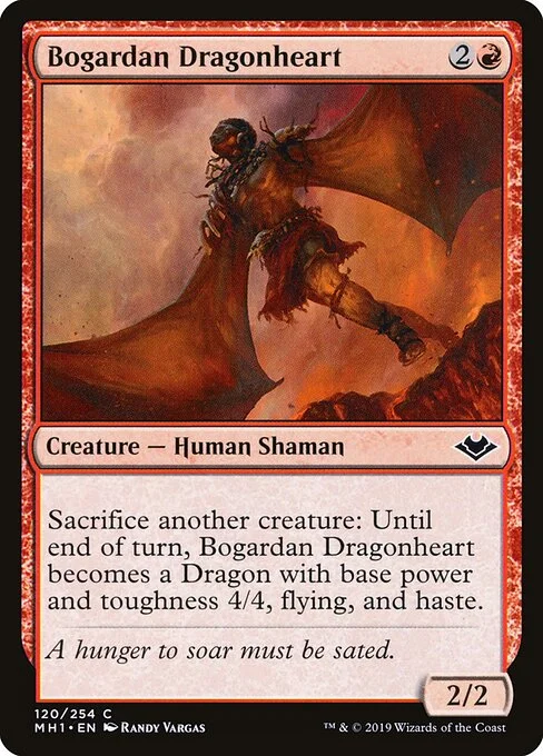 Bogardan Dragonheart, carta Magic di tipo Creature — Human Shaman illustrata da Randy Vargas