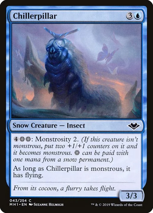 Chillerpillar, carta Magic di tipo Snow Creature — Insect illustrata da Suzanne Helmigh