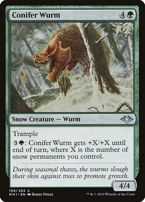 Conifer Wurm, carta Magic di tipo Snow Creature — Wurm illustrata da Raoul Vitale