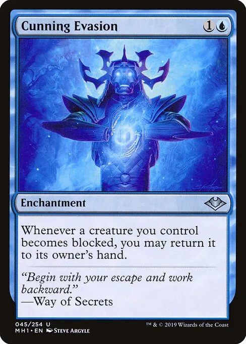 Cunning Evasion, carta Magic di tipo Enchantment illustrata da Steve Argyle