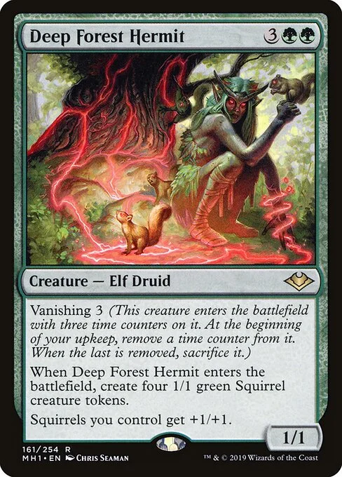 Deep Forest Hermit, carta Magic di tipo Creature — Elf Druid illustrata da Chris Seaman