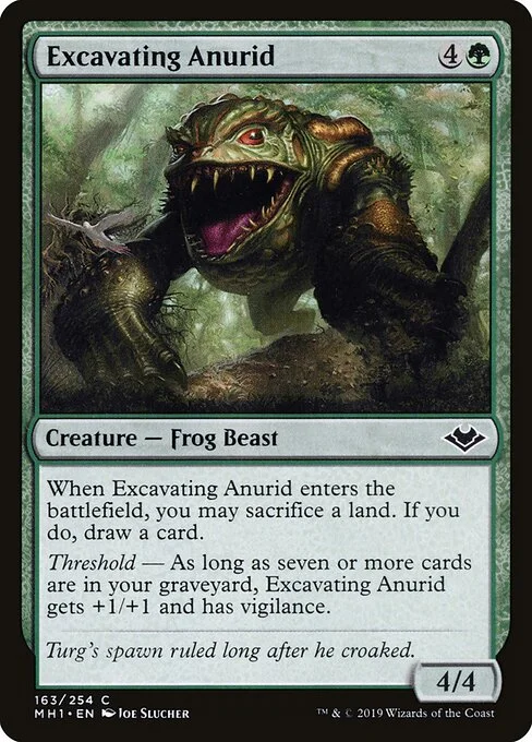 Excavating Anurid, carta Magic di tipo Creature — Frog Beast illustrata da Joe Slucher