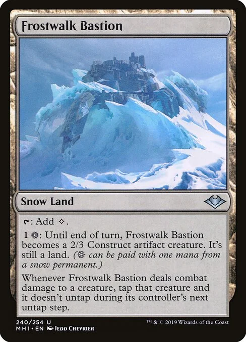 Frostwalk Bastion, carta Magic di tipo Snow Land illustrata da Jedd Chevrier