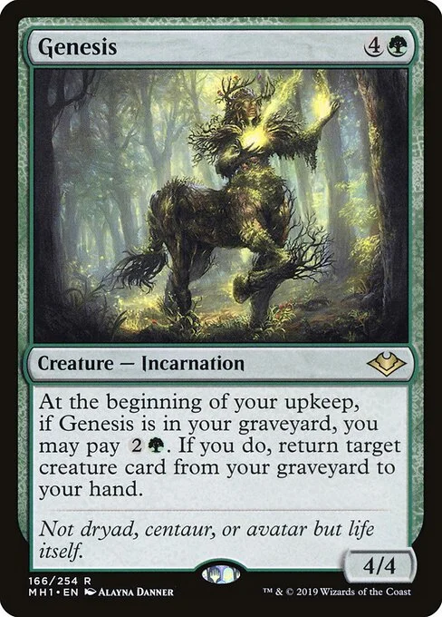 Genesis, carta Magic di tipo Creature — Incarnation illustrata da Alayna Danner